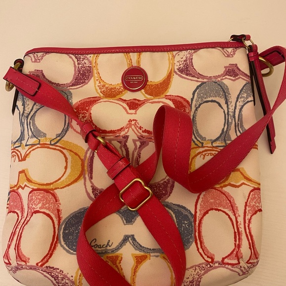 Coach Signature Multi Color Scribble Pattern Crossbody Bag - Picture 6 of 6
